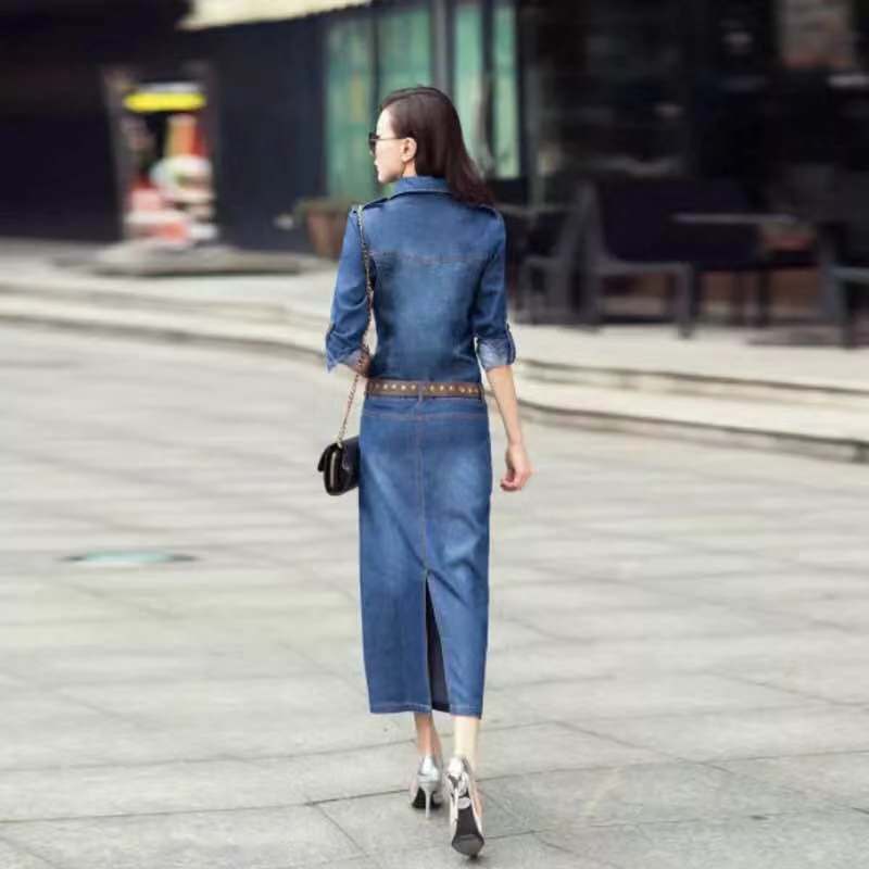 Long Sleeve Slim Fit Slimming Denim Dress