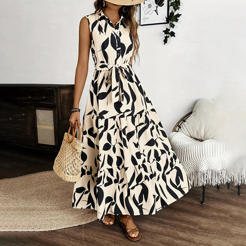 Sleeveless Boho Floral Maxi Dress