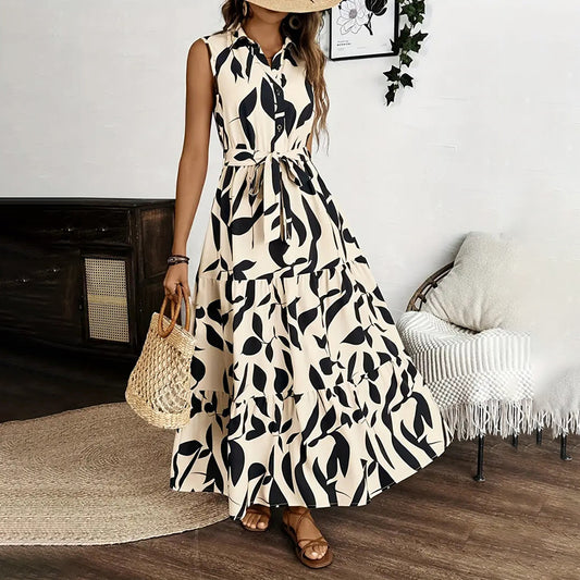 Sleeveless Boho Floral Maxi Dress