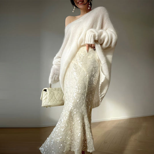 Sequined Fishtail Vintage Skirt