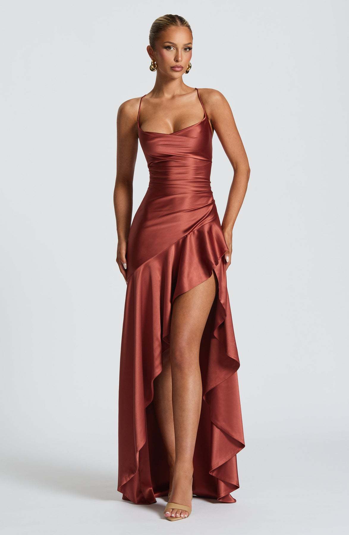 Women's Backless Ruffle Maxi Dress