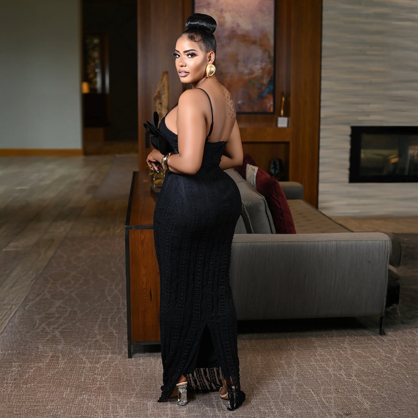 Sexy Lace Corsage Backless Sling Dress