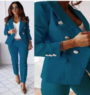 Lapel Button-down Jacket and Slim-fit Trousers