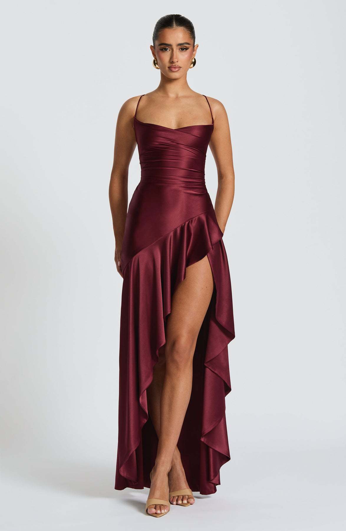 Women's Backless Ruffle Maxi Dress
