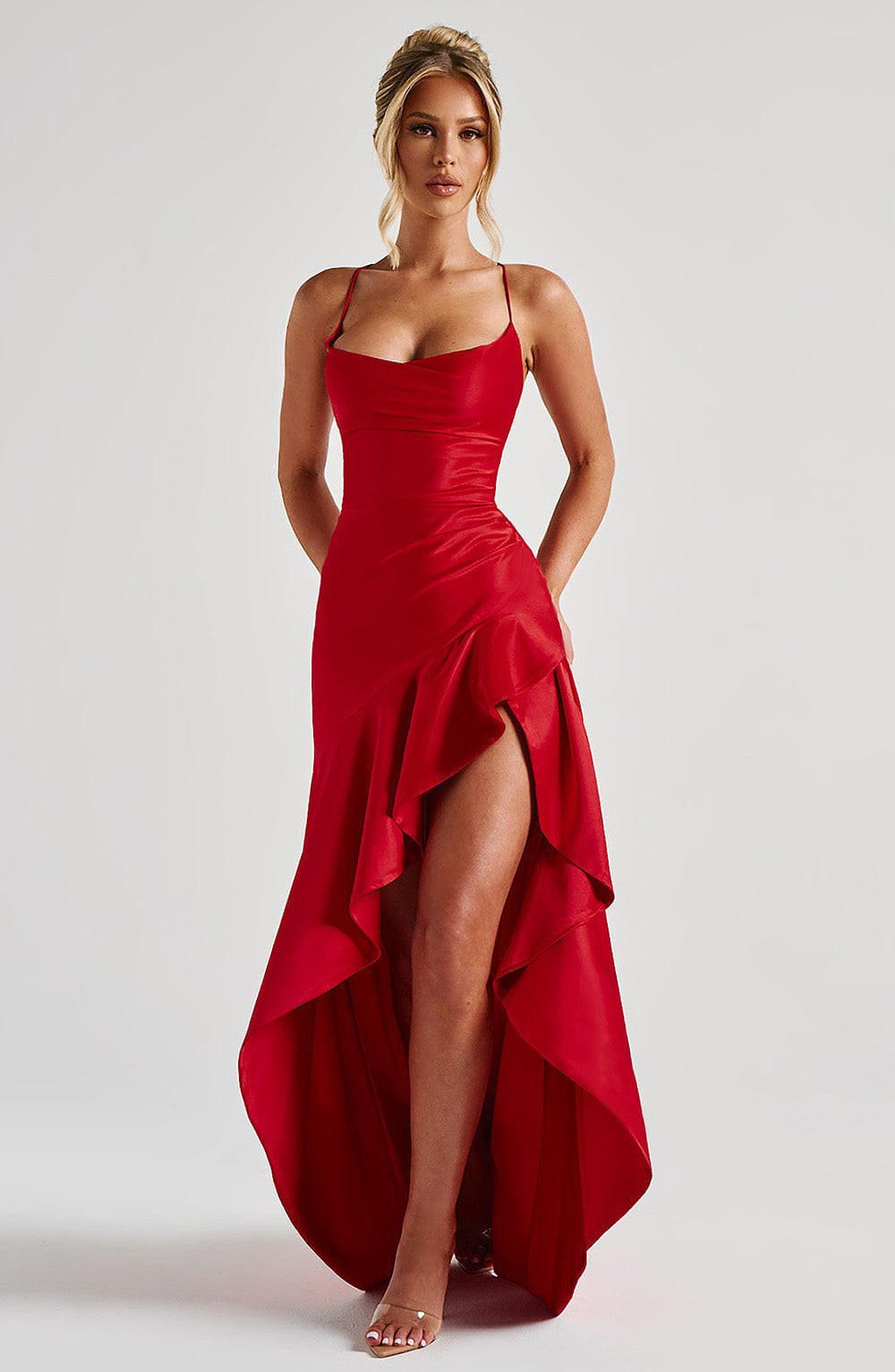 Women's Backless Ruffle Maxi Dress