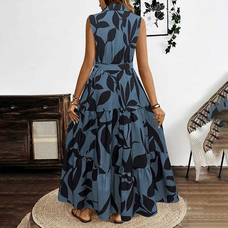 Sleeveless Boho Floral Maxi Dress