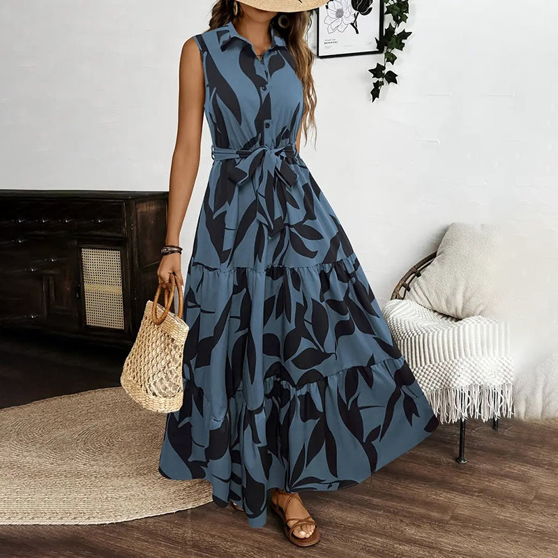 Sleeveless Boho Floral Maxi Dress