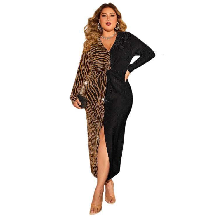 Tight Split Slimming V-neckline Dress